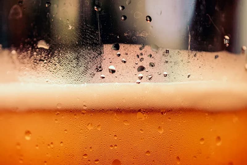 A close-up of a glass of craft beer