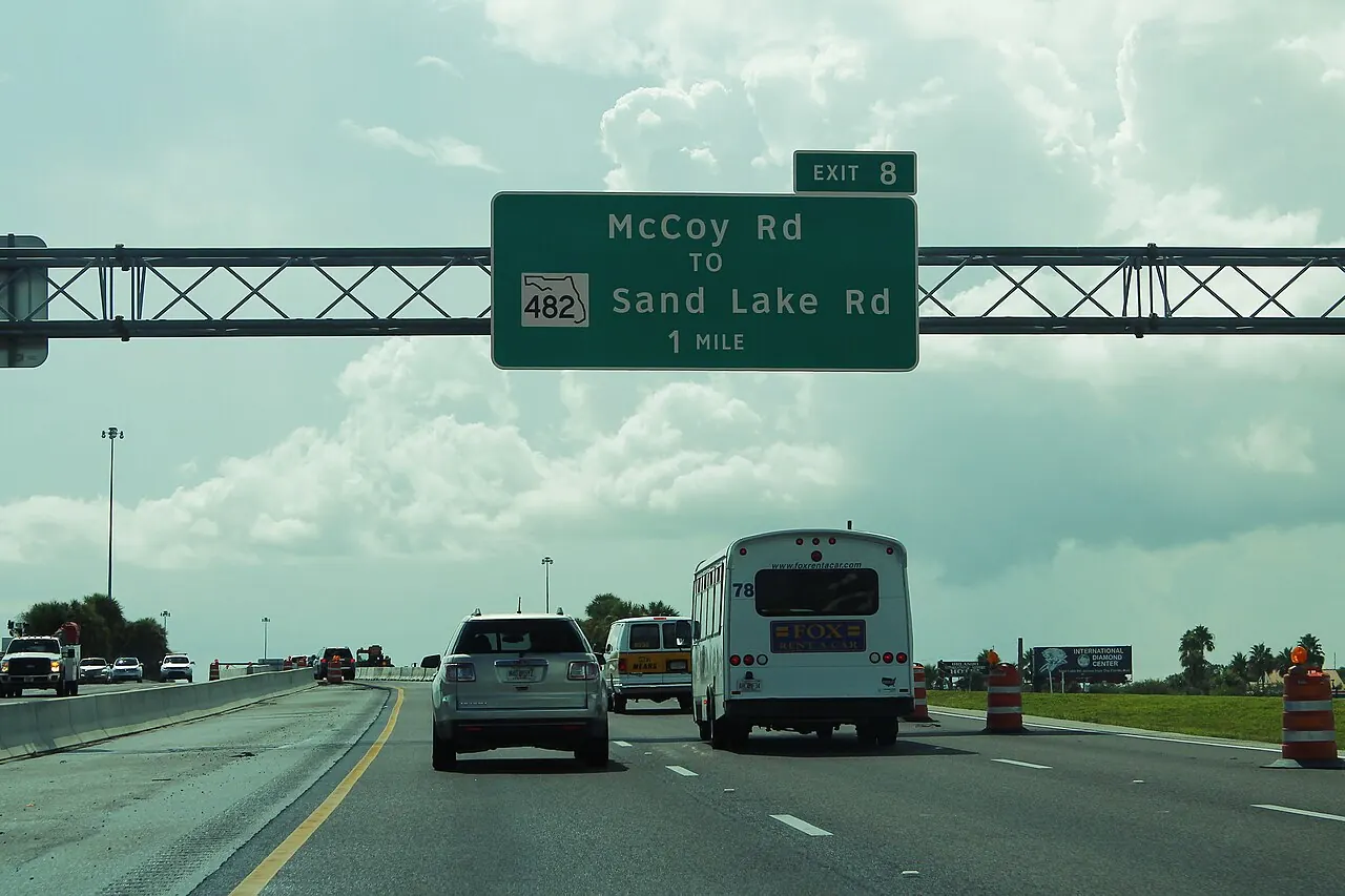 Traffic on the Beachline Expressway near the McCoy Road and Sand Lake Road exit